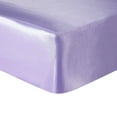 thumbnail image 6 of 4 Pieces Purple Satin Silk Bed Sheets Set Queen Size Modern Smooth Silky Bedding Set with Deep Pocket Fitted Sheet, Cool Flat Sheet, 2 Pillowcases, 6 of 7