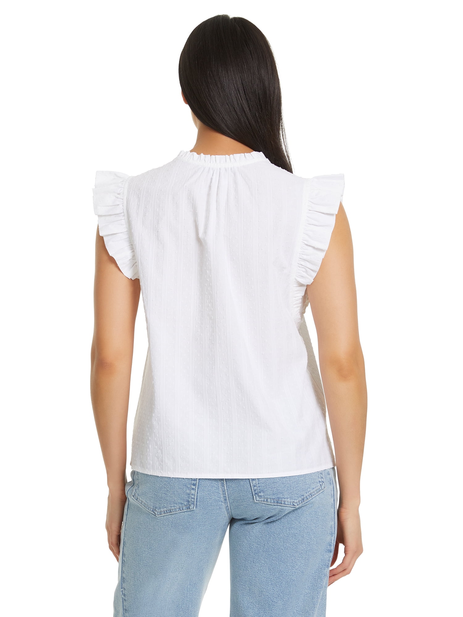 Gloria Vanderbilt Swan Series Women's Ruffle Sleeve Top, Sizes XS-XXL