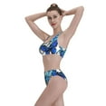thumbnail image 6 of Picia Blue and White Butterflies Women's High Waisted Bikini Scoop Neck Swimsuit Two Pieces Bathing Suit-X-Large, 6 of 8