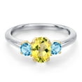 thumbnail image 3 of Gem Stone King 10K Two Tone Gold Canary Mystic Topaz and Swiss Blue Topaz Engagement Ring for Women | 1.20 Cttw | Oval 7X5MM | Gemstone November Birthstone | Size 7, 3 of 6