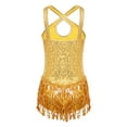 thumbnail image 2 of YONGHS Kids Girls Latin Salsa Tango Dance Dress Sleeveless Sequins Tassel Gymnastics Skirted Leotard Yellow 8, 2 of 7