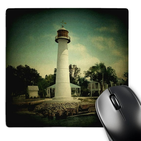 3dRose, Vintage 1901 Biloxi Lighthouse spotlight , MousePad