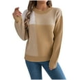 thumbnail image 2 of Neewe Women Autumn Winter Colorblock Pullover Sweaters Round Neck Pullover SweaterKnitwear Tops, 2 of 8