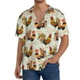 thumbnail image 3 of KLL Colorful Roosters Print Men's Shirt Short Sleeve Button Down Summer Cuba Beach Shirts- XX-Large, 3 of 7