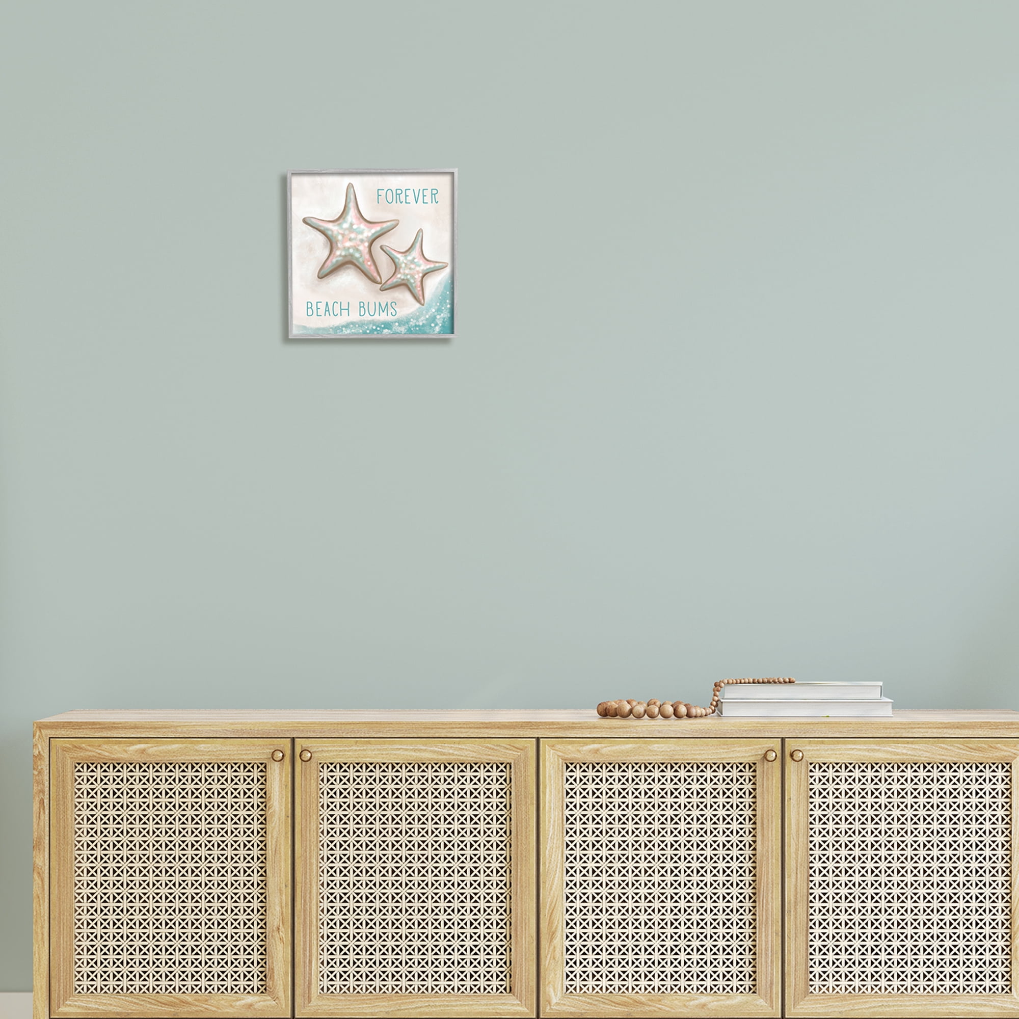 Stupell Forever Beach Bums Starfish Duo Landscape Painting Gray Framed Art Print Wall Art