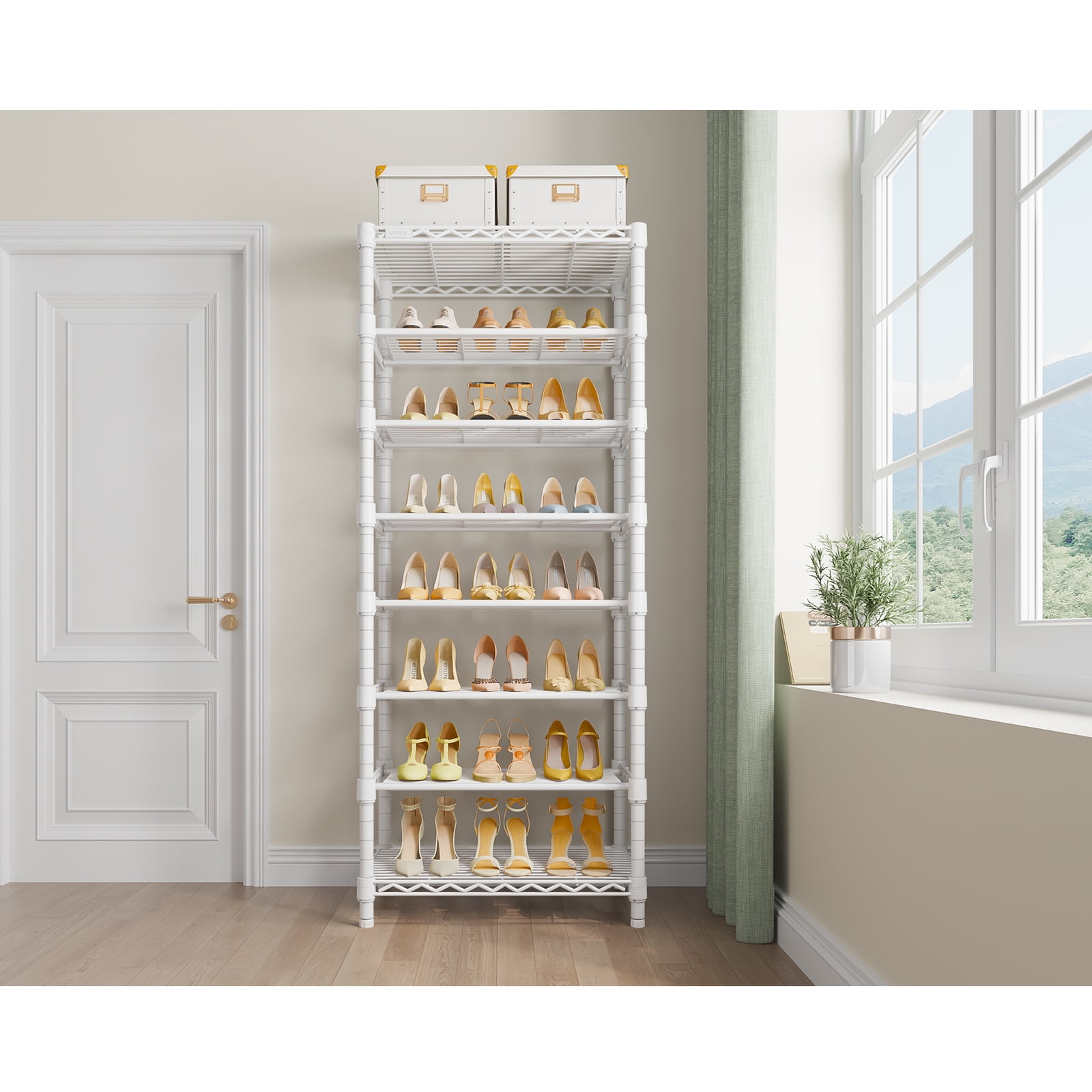 VIPEK S1 Shoe Rack, 8-Tier Metal Durable Shoe Organizer, Heavy Duty Large Capacity Up to 24 Pairs, Adjustable & Detachable Shoe Shelves for Entryway/Bedroom/Closet, Holds Up to 544 lbs, White