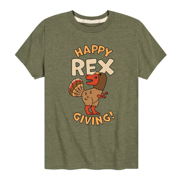 Instant Message - Happy Rex Giving - Toddler & Youth Short Sleeve Graphic T-Shirt