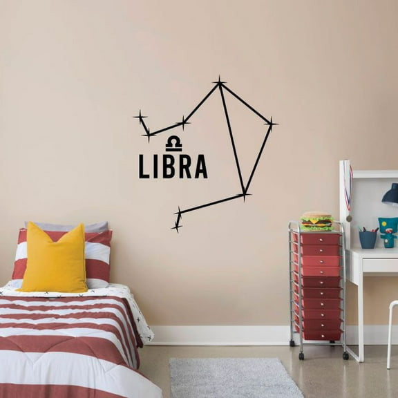 Libra Scales - Silhouette Air Sign Symbol Horoscope Astrological Chart Zodiac Sign Vinyl WallArt Sticker Wall Decal For Home Room Wall Office Living Room Wall Decoration Decal Size(20x18 inch)