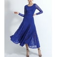 thumbnail image 3 of Long Flowy Lace Ballroom Practice Performance Dance Dresses Wear Wear, 3 of 4