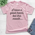 thumbnail image 2 of Kids I Have A Good Heart But This Mouth T-shirt, Youth Kids Boy Girl T-Shirt, Boss Lady Tee Sassy Girl Boss Tee, Light Pink, Medium, 2 of 4