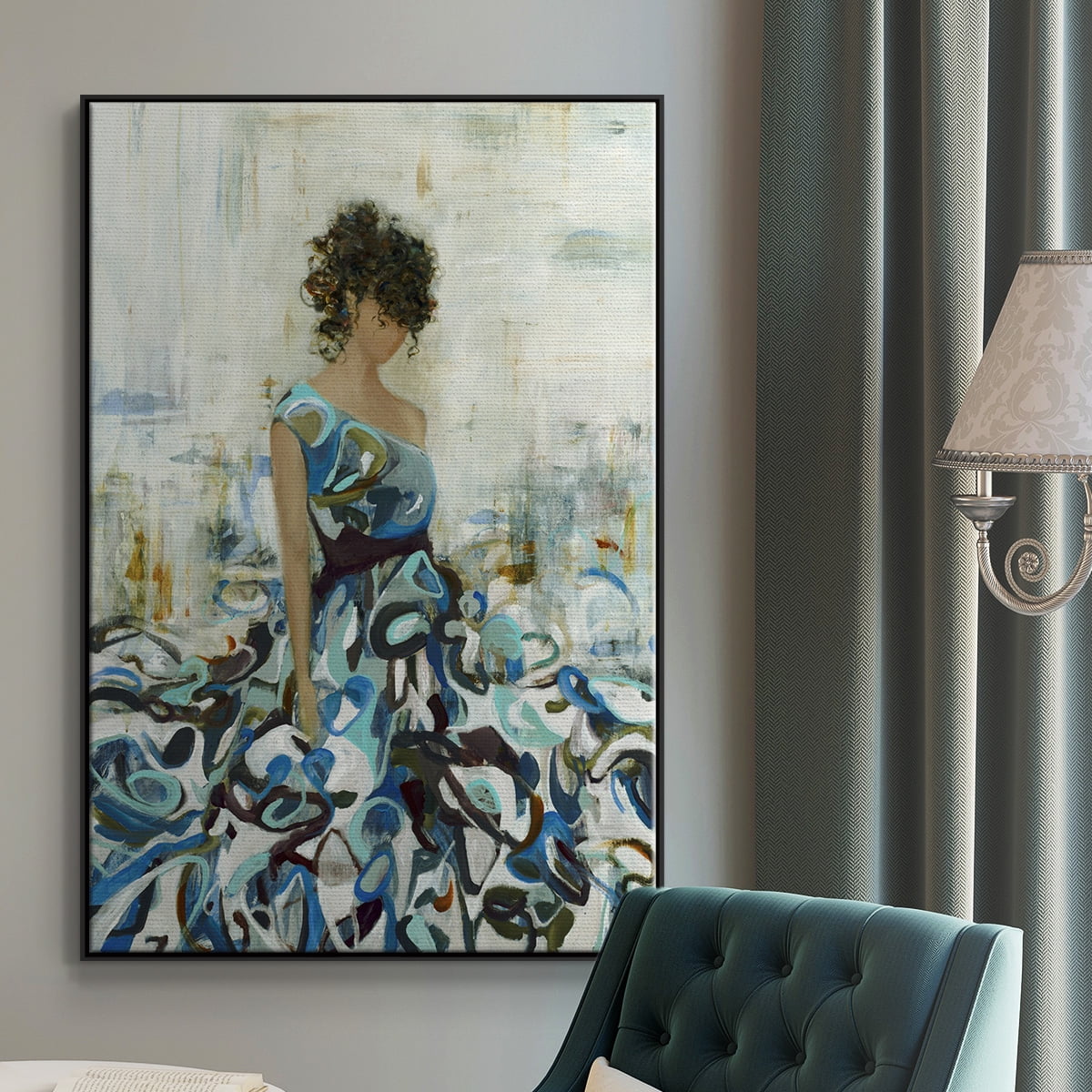 Fluid Beauty Framed Premium Gallery Wrapped Canvas - Ready to Hang - 27 x 41 - Black Floating Frame