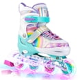 thumbnail image 1 of Patines en línea SULIFEEL Rainbow Unicorn para niños, 4 tallas, iluminados, 1 of 8