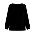 thumbnail image 7 of Xdegoge Women's Long Sleeve V Neck Tops Velvet Blouses Lace Trim Peplum Babydoll Shirts Casual Fall Tunic Tops for Women, 7 of 7