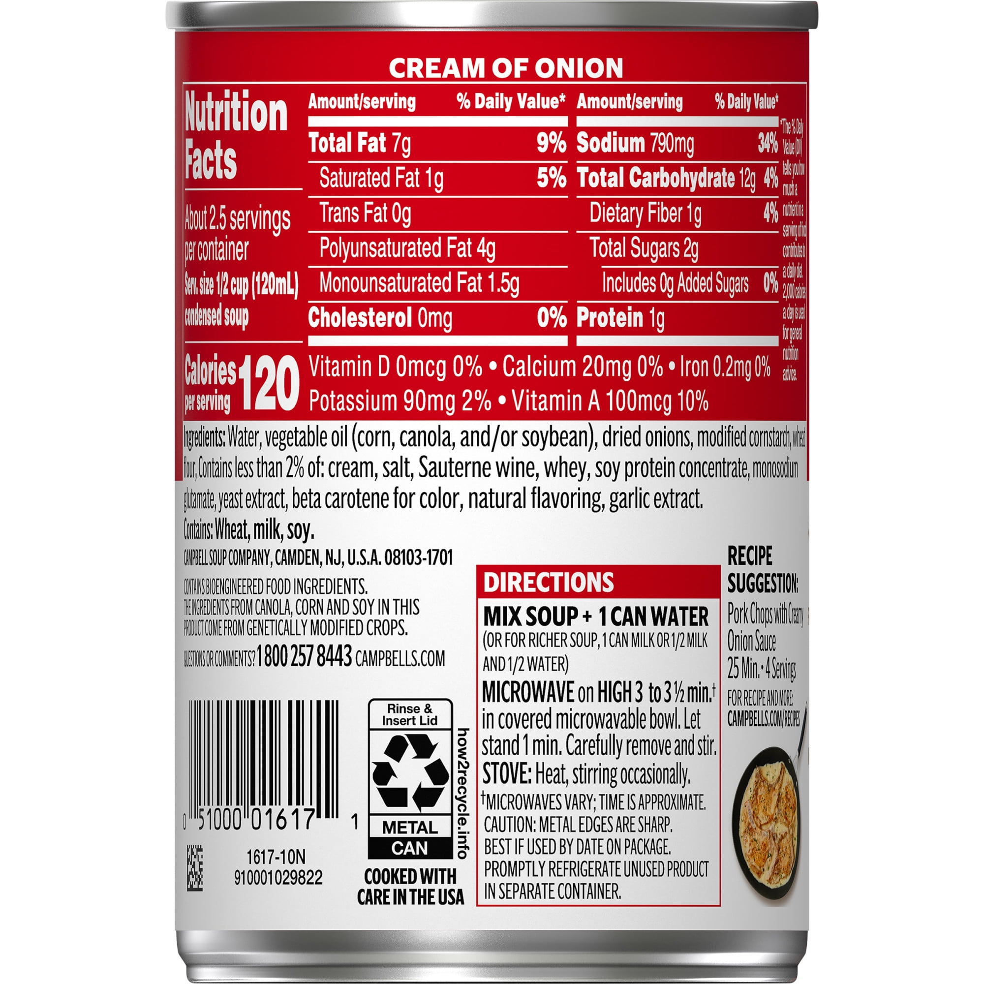 Campbell's Condensed Cream of Onion Soup, 10.5 Ounce Can ...