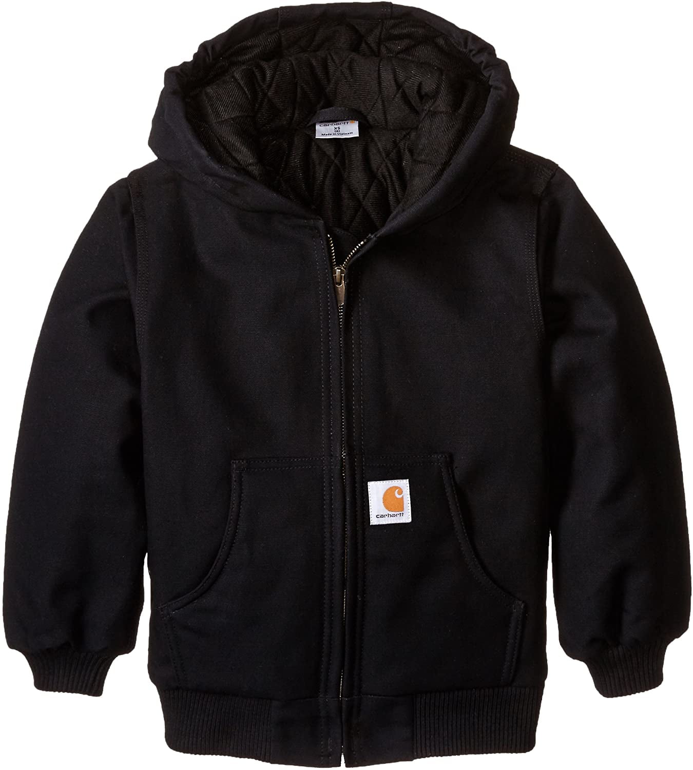 Carhartt Little Boys' Active Duck Jacket, Caviar Black, XXSmall4/5