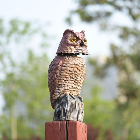 DYNWAVECA Solar Powered Owl Decoy Yard Ornaments Hunting Decoy for Garden Yard Deterrent Mice Rat Yard
