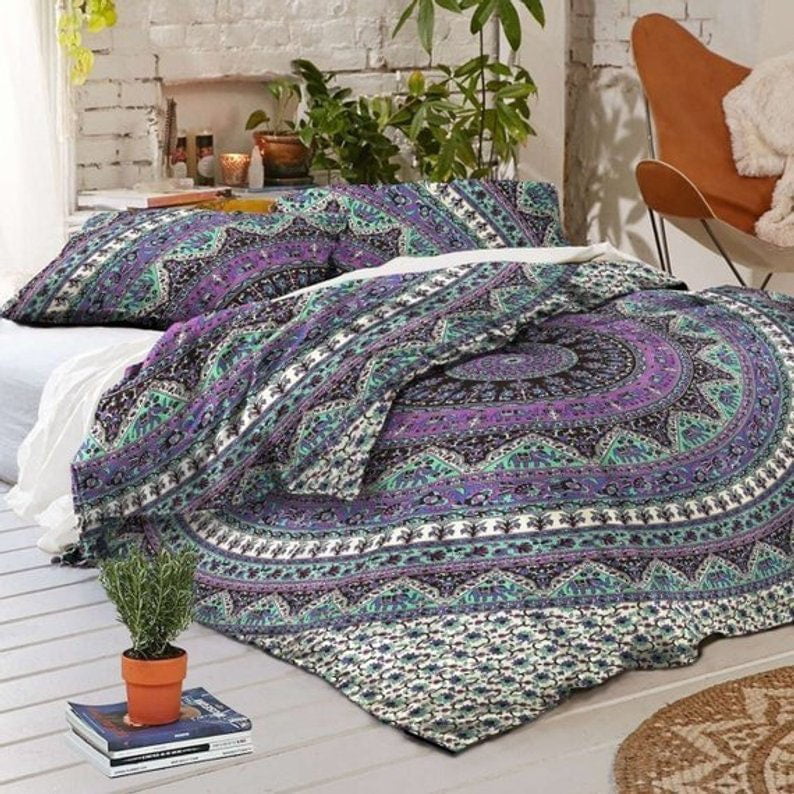 Indian Duvet Doona Mandala Hippie Bohemian New Quilt 2 pillow Cover Blanket,10 