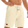 thumbnail image 3 of lcziwo Mens Swim Shorts Knee Length Elastic Waist Hiking Shorts with Pockets Beach Travel Golf Drawstring Short Beige M, 3 of 8