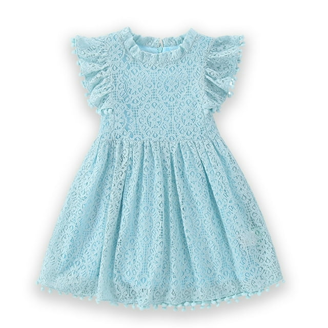 TopLLC Robe à Manches Courtes à Col Rond Robe à Imprimé Floral pour Filles avec Manches Volantées Jupe Plissée pour Filles Été Jupe pour Enfants Robe Fille