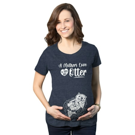 

Maternity A Mothers Love Is Like No Otter Tshirt Cute Pregnancy Mothers Day Tee (Heather Navy) - XL