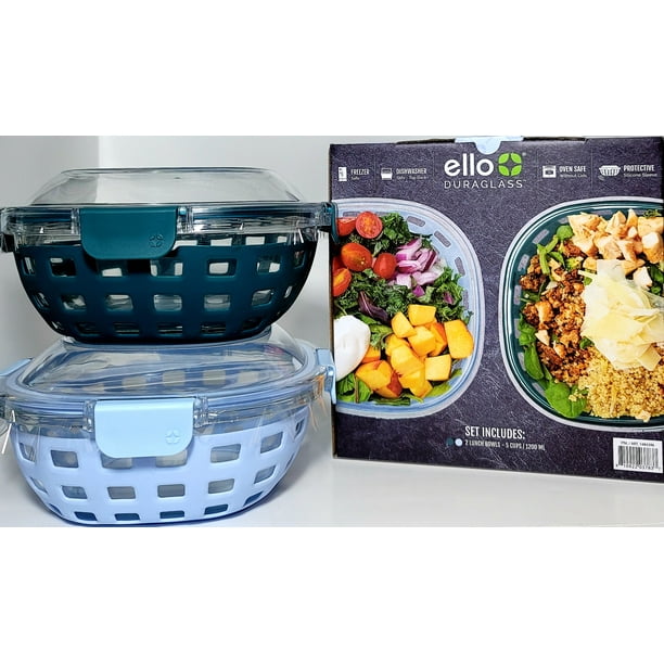 Ello DuraGlass Food Storage Glass Lunch Bowl Containers 5 cups each