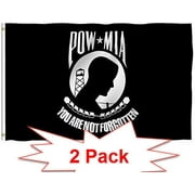 TWO PACK POW-MIA Black Flag You are Not Forgotten Prisoner of War 3x5ft
