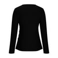 thumbnail image 5 of Womens Sexy Tops Slim Fit V Neck Wrap Long Sleeve Shirts Ribbed Knit Button Deco Cleavage Tees Slimming Tunic Blouses, 5 of 8