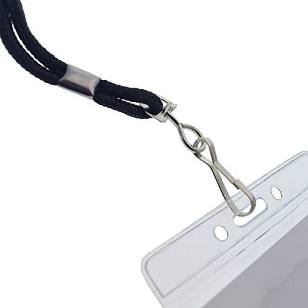 25 Pack of Premium Name Tag Badge Holders with Lanyards (Horizontal) by Specialist ID (Black)