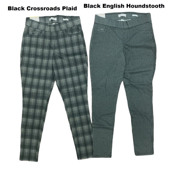 Nine West Women's Yoga Stretch Heidi Pull On Skinny Pant, Full Length (Black English Houndstooth, 14)