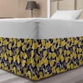 thumbnail image 1 of Spring Bed Skirt, Pattern with Flowers and Butterflies, Elastic Bedskirt Dust Ruffle Wrap Around for Bedding Decor, 4 Sizes, Yellow Dark Indigo, by Ambesonne, 1 of 2
