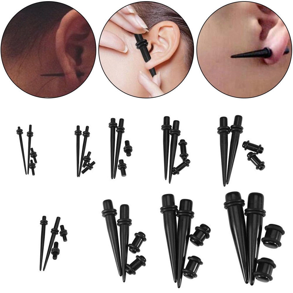 36pcs Ear Stretching Kit Expander Body Piercing Tunnel Plug Tool Acrylic Tapers 