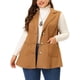 thumbnail image 1 of Plus Size Vests for Women Long Sleeveless Casual Lapel Suede Vest 1X Brown, 1 of 6