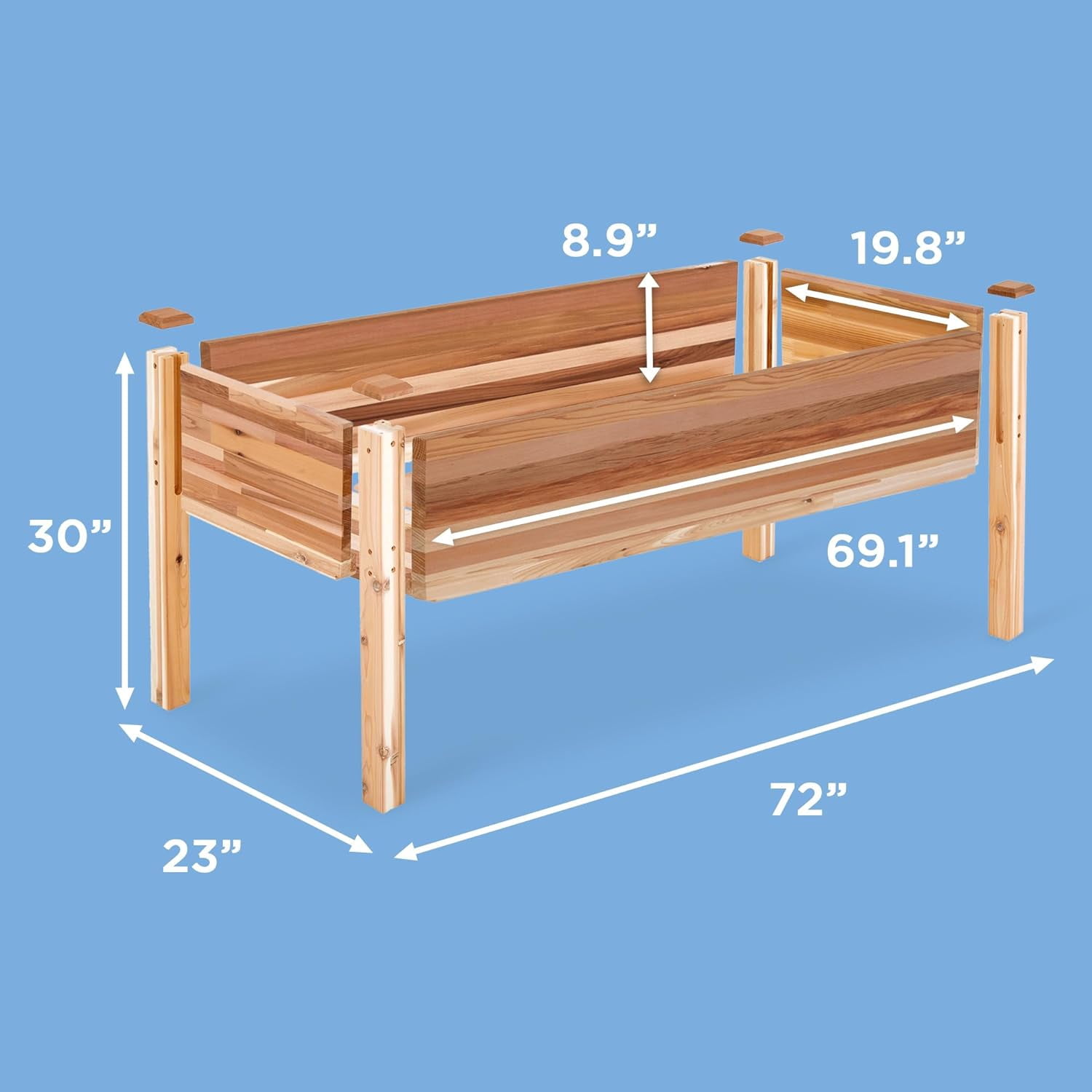 Jumbl Raised Garden Bed, 72 x 23 x 30 in, Canadian Cedar Wood Herb Garden Planter with Legs