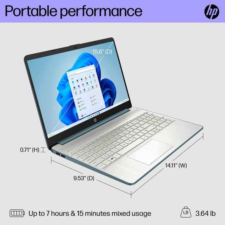 HP 15.6 FHD Laptop, Intel Core i7-1165G7, 16GB RAM, 512GB SSD, Spruce  Blue, Windows 11 Home, 15-dy2762wm 