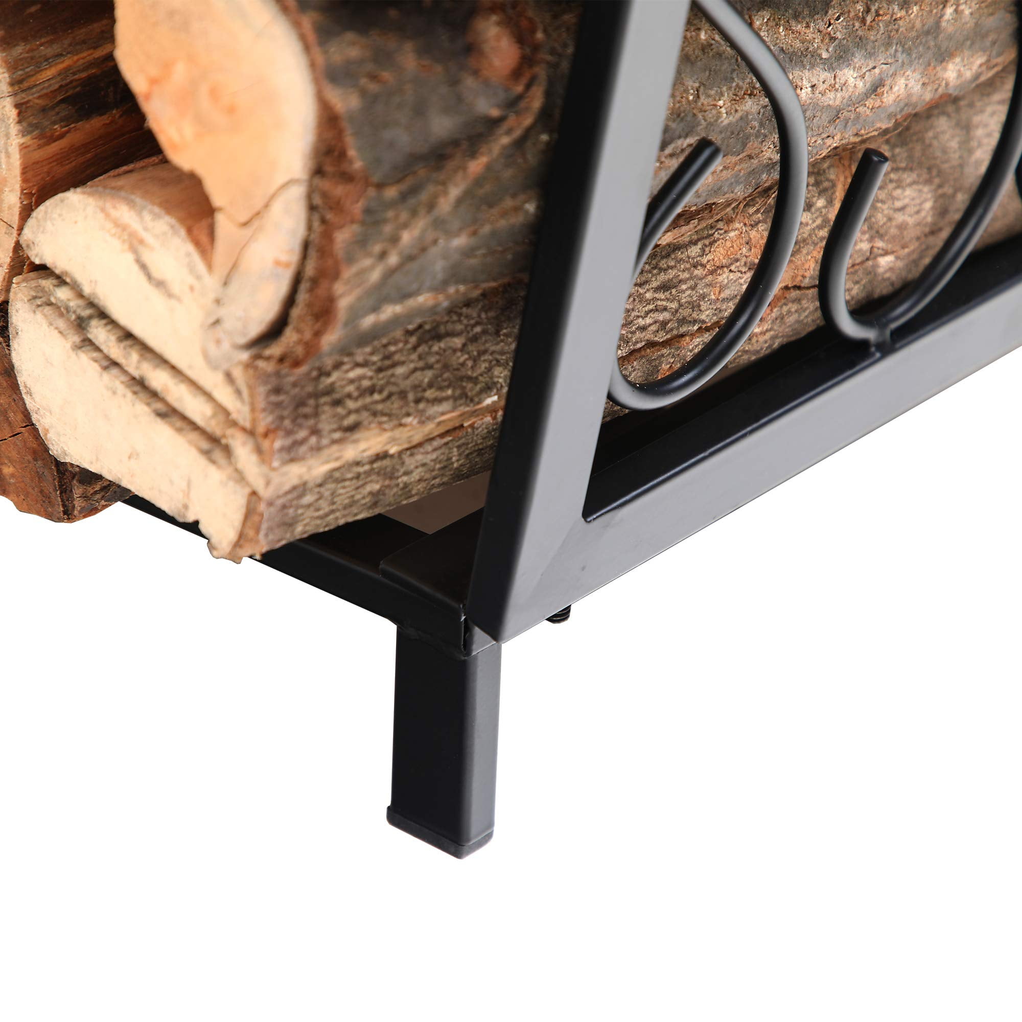 PHI VILLA 17 Inch Firewood Log Rack Bin Indoor/Outdoor Decor Steel
