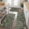 thumbnail image 2 of Green Pioneer Flower Pattern Kitchen Rugs Sets Of 3,Kitchen Runner Rugs Non Skid Washable,Decorative Kitchen Floor Mats for Kitchen,Sink,Laundry,17"x30"+ 17"x47" + 17"x59", 2 of 6