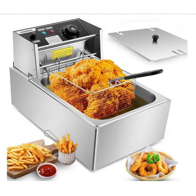 Electric Fryer,Oil 1700w Fryer Pot Fry Fryer Fryer French Fry Countertop French Steel Countertop Steel Fish Fryer Removable Oil Fry With Fryer 2500w With Removable Commercial Use