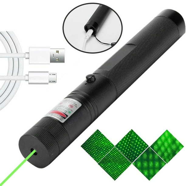 Puntero láser recargable por USB, luz verde, metal, bolígrafo láser para emergencias, acampadas al aire libre, 3,7 V