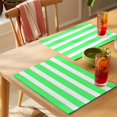 thumbnail image 4 of Green Striped Placemats Set of 6 Modern Simple Monochrome Geometric White Place Mats Indoor Wipeable Table Mats Washable Cloth Dining Table Placemats for Kitchen Holiday Party Home Decor 13x19 Inch, 4 of 9