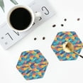 thumbnail image 4 of Lsque Colorful Fish 1 Pattern 4" Drink Coasters Set of 4, PVC Leather Absorbent Coasters, Table Coaster Set Decorative Coffee Cup Coasters Housewarming Gift -Hexagon, 4 of 6