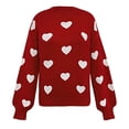 thumbnail image 4 of Heart Stripe Patchwork Sweater for Women Fall Long Sleeve Crewneck Knitted Tops Fall, 4 of 5