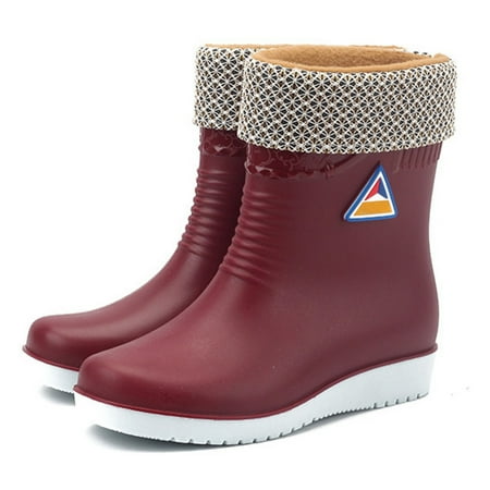 

Women Winter Waterproof Rain Shoes Outdoor Anti Skid Flat Ankle Boots 37