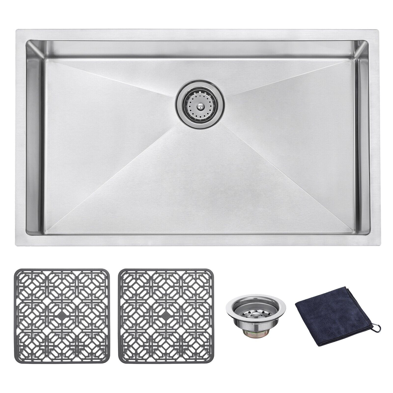 DIRECTUNIT Undermount Kitchen Sink Single Bowl 18 Gauge Stainless Steel, 32"X19"