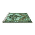 thumbnail image 2 of Ahgly Company Machine Washable Indoor Round Persian Turquoise Blue Traditional Area Rugs, 7' Round, 2 of 4