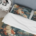 thumbnail image 4 of Designart "Japanese Serenity In Waves And Flowers I" Green Japanese Bedding Covert Set - Oriental Bed Set With 2 Shams, 4 of 5