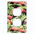 thumbnail image 2 of Metal Light Switch Plate Outlet Cover Tropical Pink Flamingo Flower Leaves FGO001, 2 of 13
