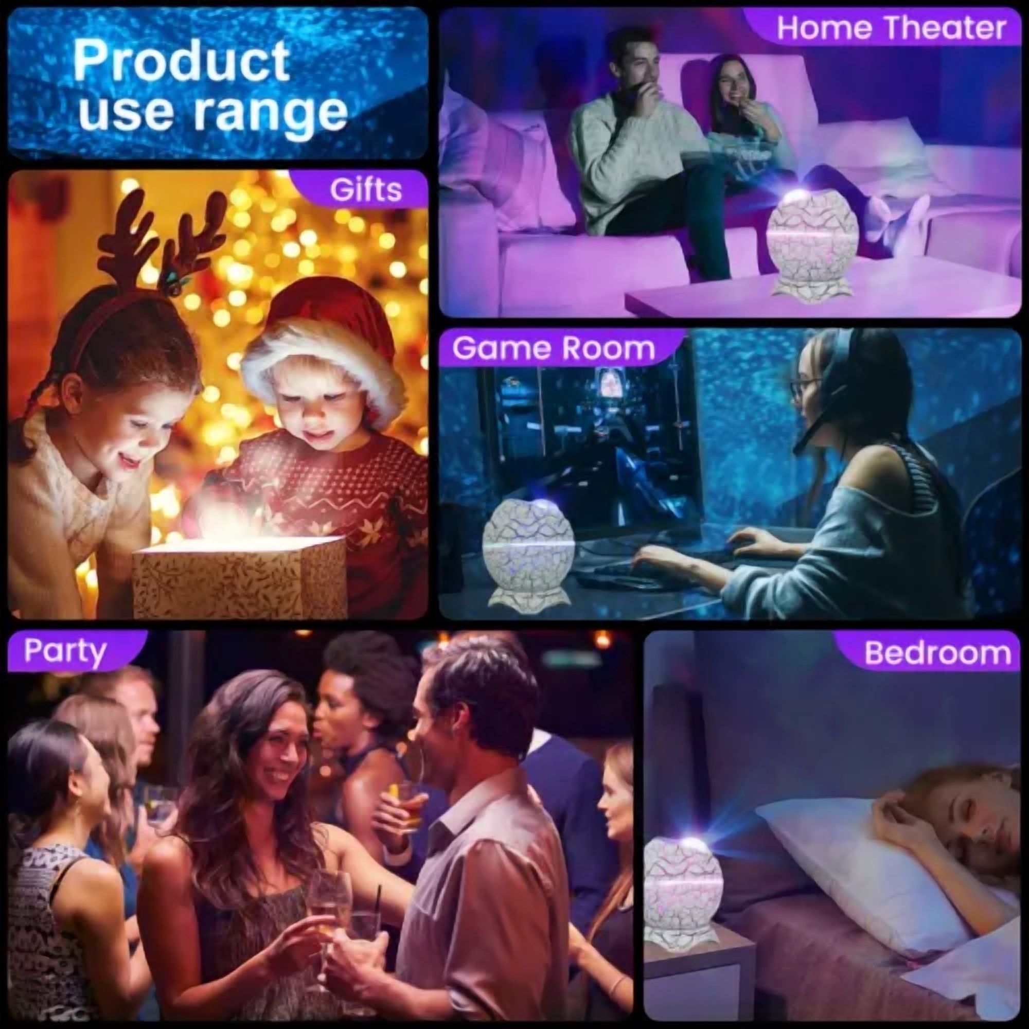 CJC Dinosaur Egg Star Projector LED Galaxy Light with Bt Music&Timer Night Light for Kids