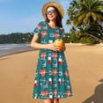 thumbnail image 4 of Xecao Éléments Médicaux pour Femmes Robe Midi à Manches Courtes d'Été avec Poches Robe Décontractée T-Shirt Fluide Robe de Plage, 4 of 6