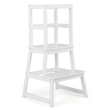 Spaco 2-in-1 Multifunctional Toddler Step Stool with Safety Rail-White, Step Stool for Toddlers for The Bedroom, Bathroom, Kitchen