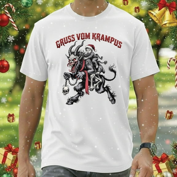 Gruss Vom Krampus Christmas T-Shirt – Gothic Holiday Tee, Horror Christmas Shirt, Nordic Folklore Graphic Top, Dark Xmas Gift for Krampus Fans